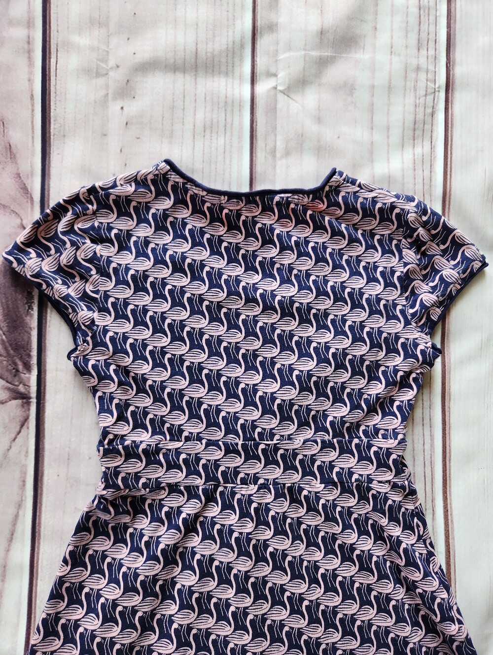 Boden Flamingo "Casual Jersey Day Dress" Navy Pink #J0118 | Women's Size 2P - Picture 8 of 11